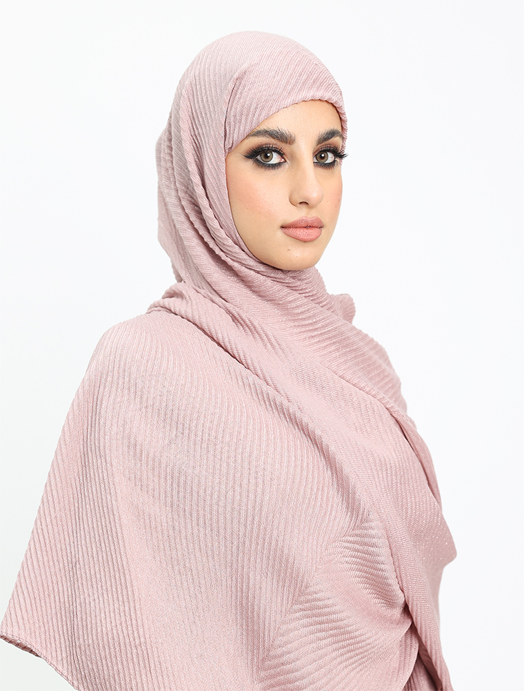 Pink Crinkle Lurex Hijab